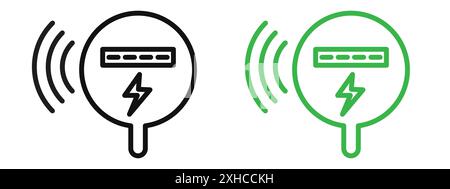 electric meter icon Vector symbol or sign set collection in black and white outline Stock Vector