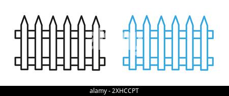 Fence icon Vector symbol or sign set collection in black and white outline Stock Vector