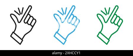 Finger snapping icon Vector symbol or sign set collection in black and white outline Stock Vector