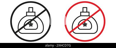 Forbidden perfume sign Vector symbol or sign set collection in black and white outline Stock Vector