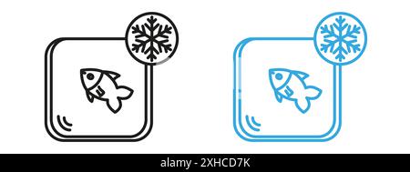 Frozen food icon Vector symbol or sign set collection in black and white outline Stock Vector