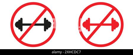 Exercise forbidden symbol. Warning training with barbell, no ...
