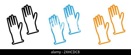 Gloves icon Vector symbol or sign set collection in black and white outline Stock Vector