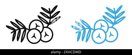 Juniper icon Vector symbol or sign set collection in black and white outline Stock Vector
