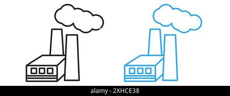 Heat power station icon Vector symbol or sign set collection in black and white outline Stock Vector