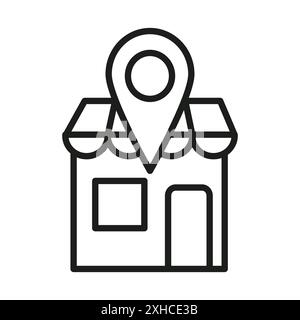 Local store icon Vector symbol or sign set collection in black and white outline Stock Vector