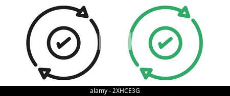 Life cycle icon Vector symbol or sign set collection in black and white outline Stock Vector
