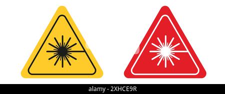 Laser warning icon Vector symbol or sign set collection in black and white outline Stock Vector