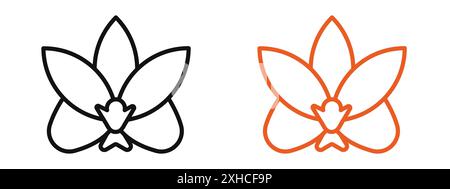 Moth Orchid icon Vector symbol or sign set collection in black and white outline Stock Vector