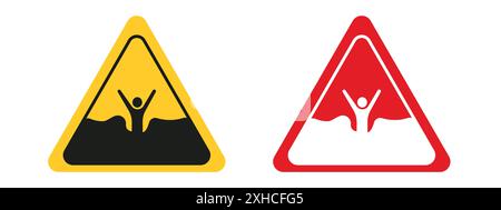 Mud warning sign Vector symbol or sign set collection in black and white outline Stock Vector