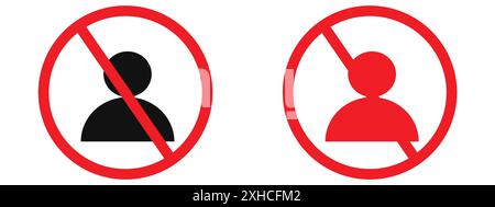 No account sign Vector symbol or sign set collection in black and white outline Stock Vector