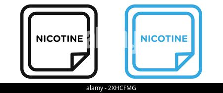 Nicotine patch icon Vector symbol or sign set collection in black and white outline Stock Vector