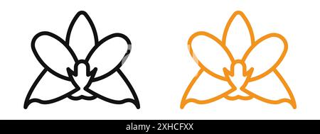 Moth orchid icon Vector symbol or sign set collection in black and white outline Stock Vector
