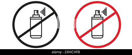 No spray can allowed sign Vector symbol or sign set collection in black and white outline Stock Vector