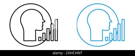 Personal development icon Vector symbol or sign set collection in black and white outline Stock Vector