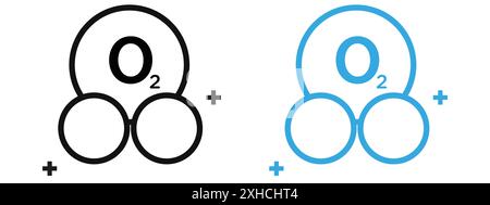 Ozonation icon Vector symbol or sign set collection in black and white outline Stock Vector