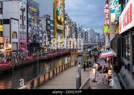 Osaka, Japan -  Dotonbori district at evening Stock Photo