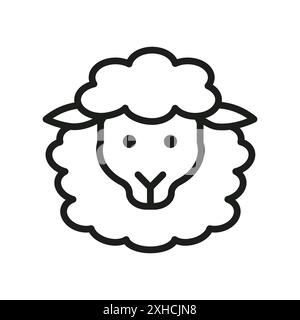 Sheep icon Vector symbol or sign set collection in black and white outline Stock Vector
