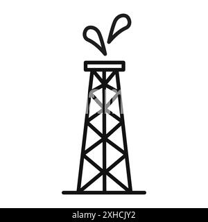 Shale gas rig icon Vector symbol or sign set collection in black and white outline Stock Vector