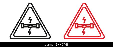 Short circuit icon Vector symbol or sign set collection in black and white outline Stock Vector