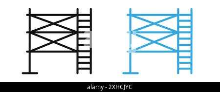 Scaffolding icon Vector symbol or sign set collection in black and white outline Stock Vector