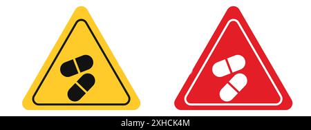 Side effects sign Vector symbol or sign set collection in black and white outline Stock Vector