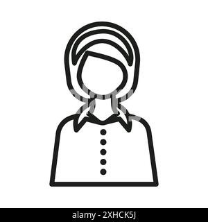 Student Girl icon Vector symbol or sign set collection in black and white outline Stock Vector