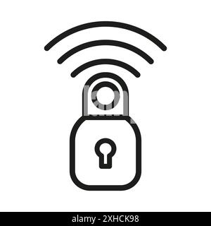 Smart lock icon Vector symbol or sign set collection in black and white outline Stock Vector