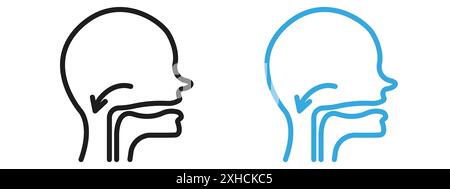 Swallowing reflex icon Black line art vector in black and white outline ...