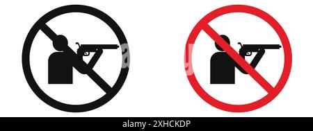 Stop hunting sign Vector symbol or sign set collection in black and white outline Stock Vector