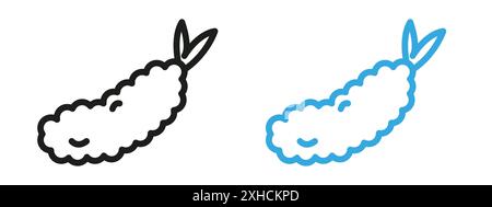 Tempura icon Vector symbol or sign set collection in black and white outline Stock Vector