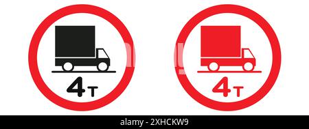 Weight limit traffic sign Vector symbol or sign set collection in black and white outline Stock Vector