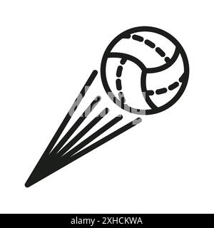 Volleyball ball icon Vector symbol or sign set collection in black and white outline Stock Vector