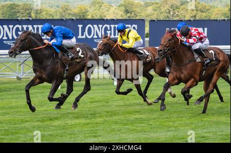 Ascot, Berkshire, United Kingdom, Saturday 13th July 2024; Passion And Glory and jockey Ray Dawson win the Magnum Classic Ice Cream Handicap Stakes for trainer Saeed Bin Suroor and owner Godolphin. Credit JTW Equine Images / Alamy Live News Stock Photo