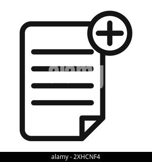 Add document icon logo sign vector outline in black and white color Stock Vector