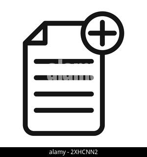 Add document icon Vector symbol or sign set collection in black and white outline Stock Vector