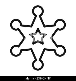 Badge Sheriff icon Vector symbol or sign set collection in black and white outline Stock Vector