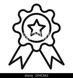 Badge icon Vector symbol or sign set collection in black and white outline Stock Vector