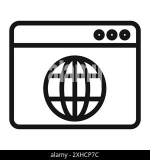 Browser icon Vector symbol or sign set collection in black and white outline Stock Vector