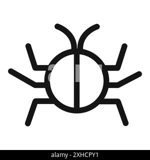 Bug icon Vector symbol or sign set collection in black and white outline Stock Vector
