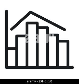 Chart histogram icon Vector symbol or sign set collection in black and white outline Stock Vector