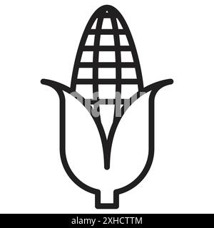 Corn icon Vector symbol or sign set collection in black and white outline Stock Vector