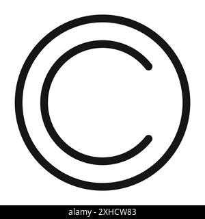 Copyright icon Vector symbol or sign set collection in black and white outline Stock Vector