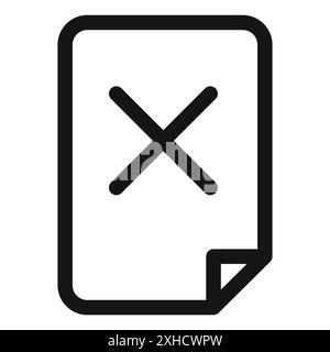 Delete document icon Vector symbol or sign set collection in black and white outline Stock Vector