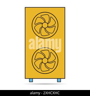 Heat pump air source shadow icon, cooling electric system machine, cool web vector illustration . Stock Vector
