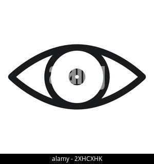 Eye icon Vector symbol or sign set collection in black and white outline Stock Vector