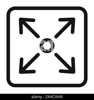 Expand icon set in black and white color. simple flat vector Stock ...