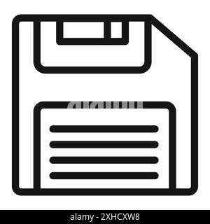 Floppy disk icon Vector symbol or sign set collection in black and white outline Stock Vector