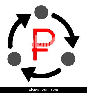 Ruble money change icon, trade cash information web symbol, convert sign vector illustration . Stock Vector
