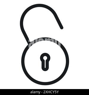 Lock icon logo sign vector outline in black and white color Stock Vector